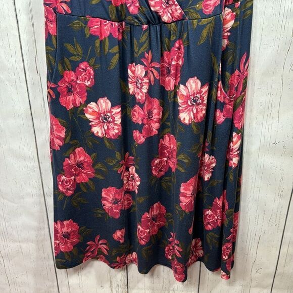Garnet Hill Navy Pink Floral Sleeveless Dress XL Cottagecore Romantic Pockets - Picture 10 of 12